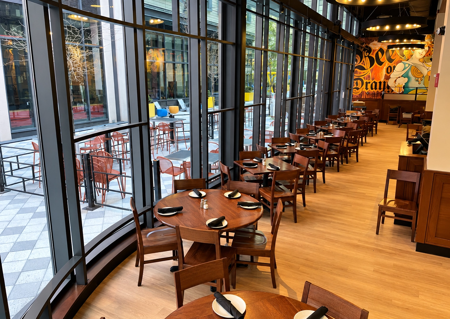Private event dining setup at Iron Hill Brewery